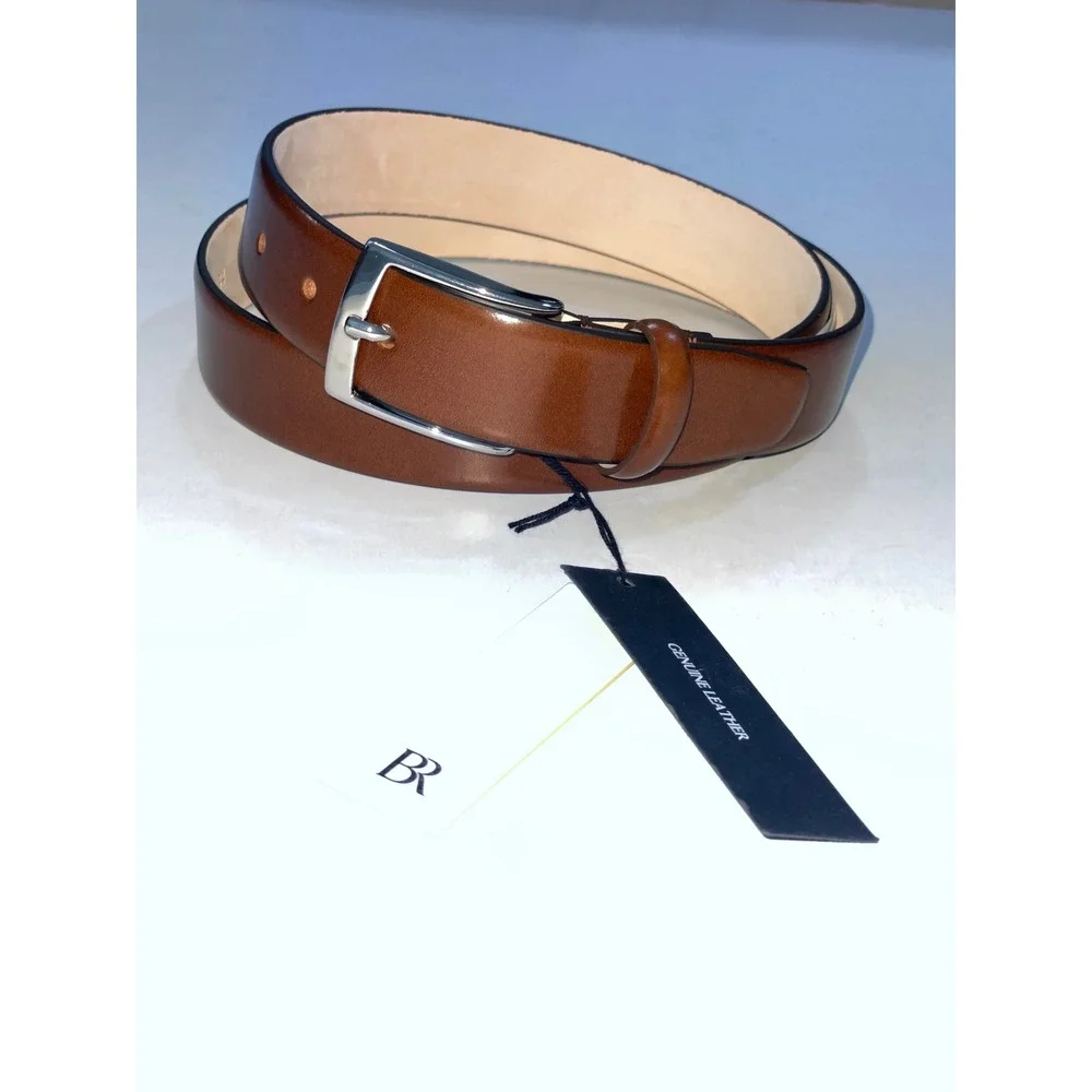 Banana Republic Mens Italian Leather‎ Dress Belt Brown Silver Buckle Size 32